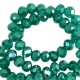 Faceted glass beads 8x6mm disc Lake green-pearl shine coating
